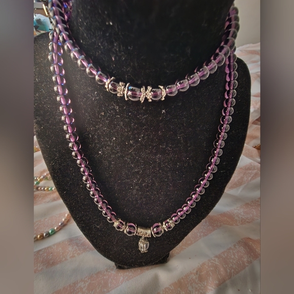 Jewelry - Ethnic style Buddhist amethyst 108 prayer beads multi-turn bracelet necklace